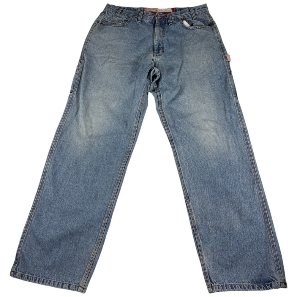 VTG Farm Boy Authentic Carpenter Jeans Mens 36x34 Blue Denim‎ Straight Raw Hem